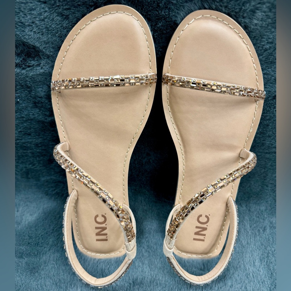 Women's Embellished Sandals with Asymmetrical Sparkling Straps